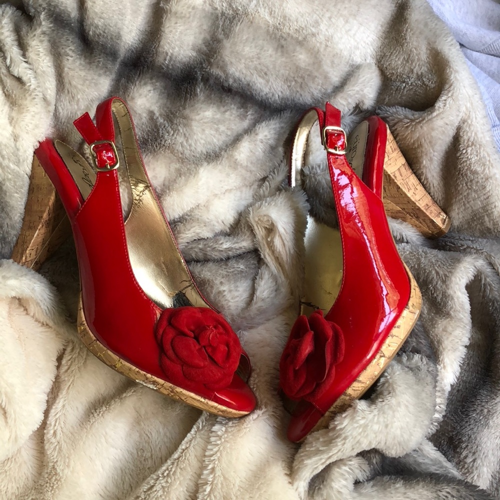 red sling-backs